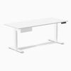 Desky Single Standing Desk With Drawer, White desktop, White frame