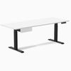 Desky Single Standing Desk With Drawer, White desktop, Matte Black frame