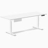 Desky Single Standing Desk With Drawer, White desktop, White frame