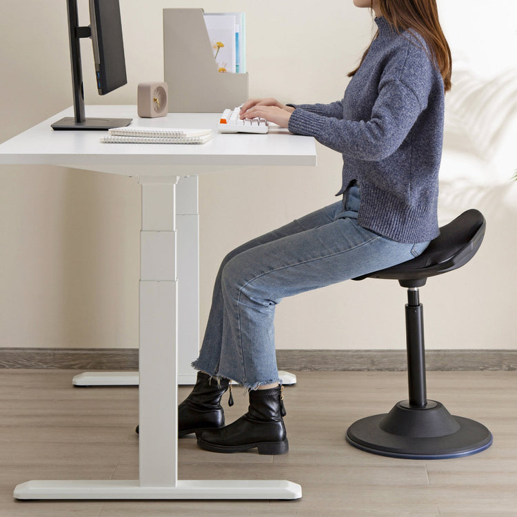 Desky sit stand pro active stool in office with standing desk