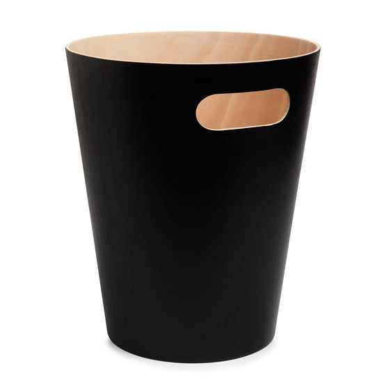 wooden rubbish bin black