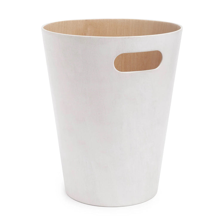 wooden rubbish bin white