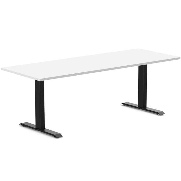 Desky zero melamine desk 2000mm melamine white with black legs