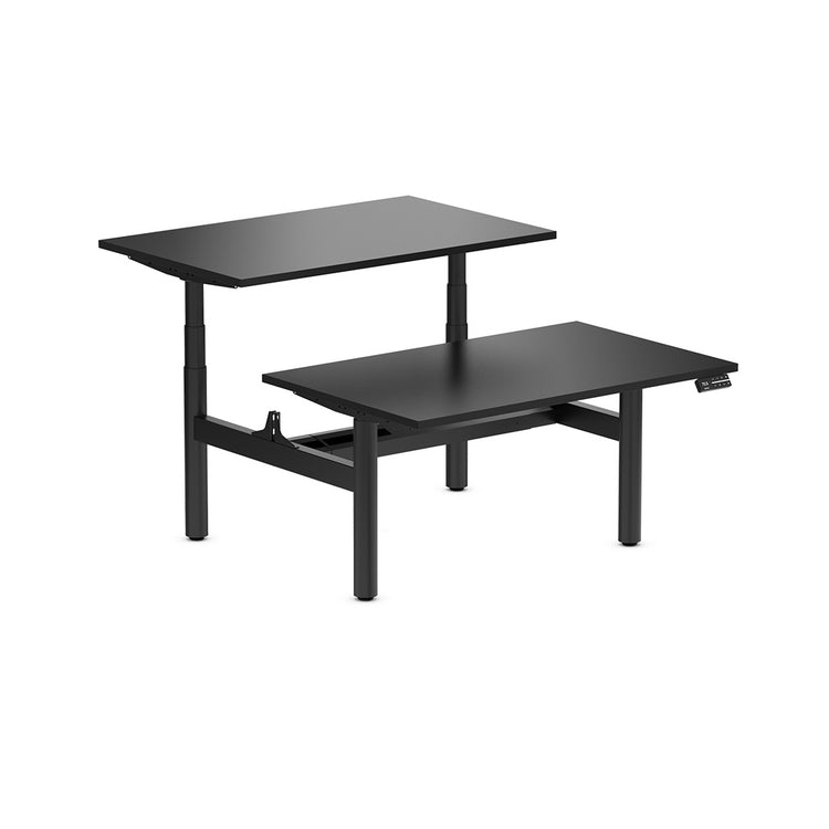 Desky Back to Back Round Leg Melamine Sit Stand Workstation