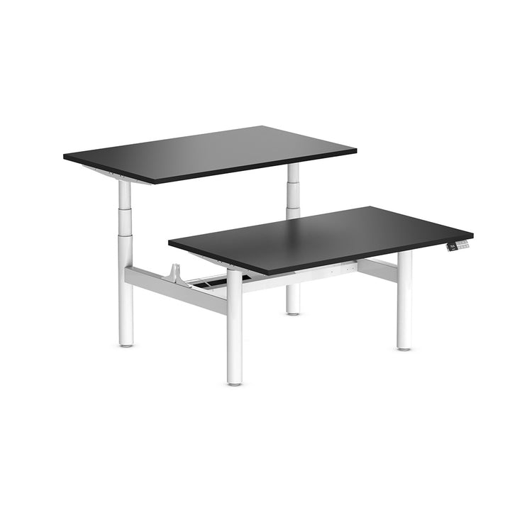 Desky Back to Back Round Leg Melamine Sit Stand Workstation