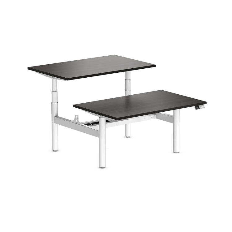 Desky Back to Back Round Leg Melamine Sit Stand Workstation