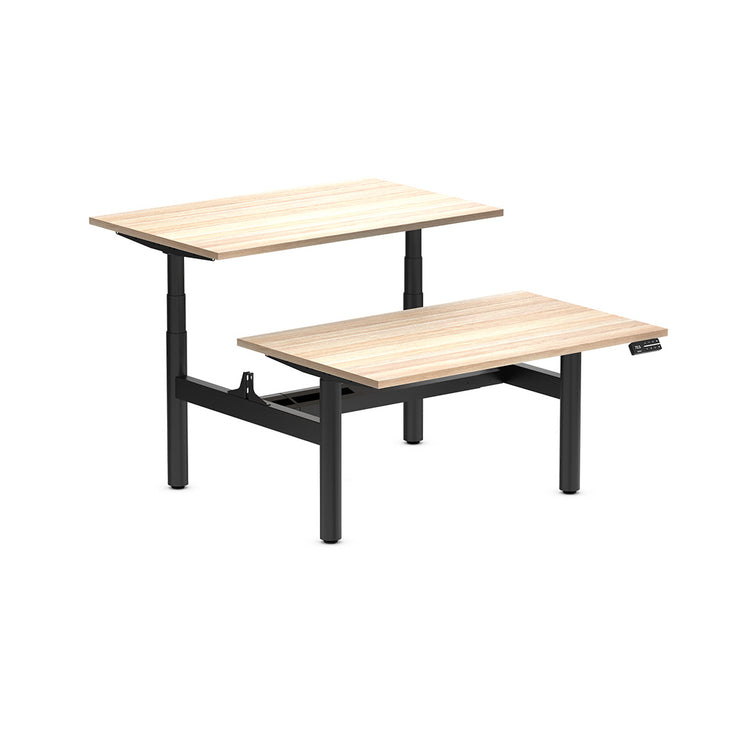 Desky Back to Back Round Leg Melamine Sit Stand Workstation