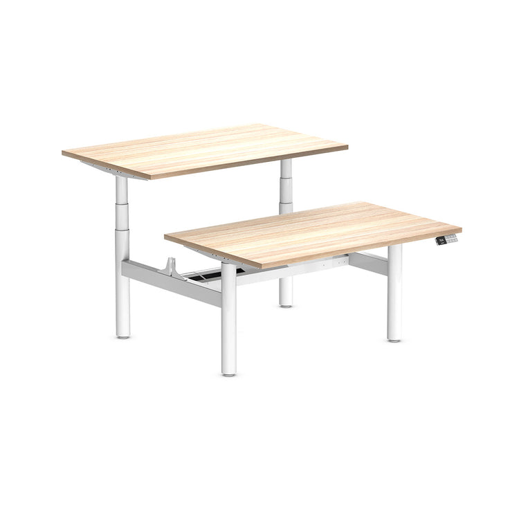 Desky Back to Back Round Leg Melamine Sit Stand Workstation