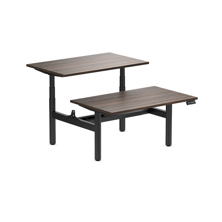 Desky Back to Back Round Leg Melamine Sit Stand Workstation