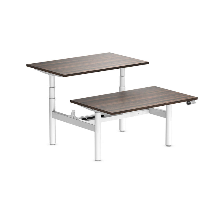 Desky Back to Back Round Leg Melamine Sit Stand Workstation