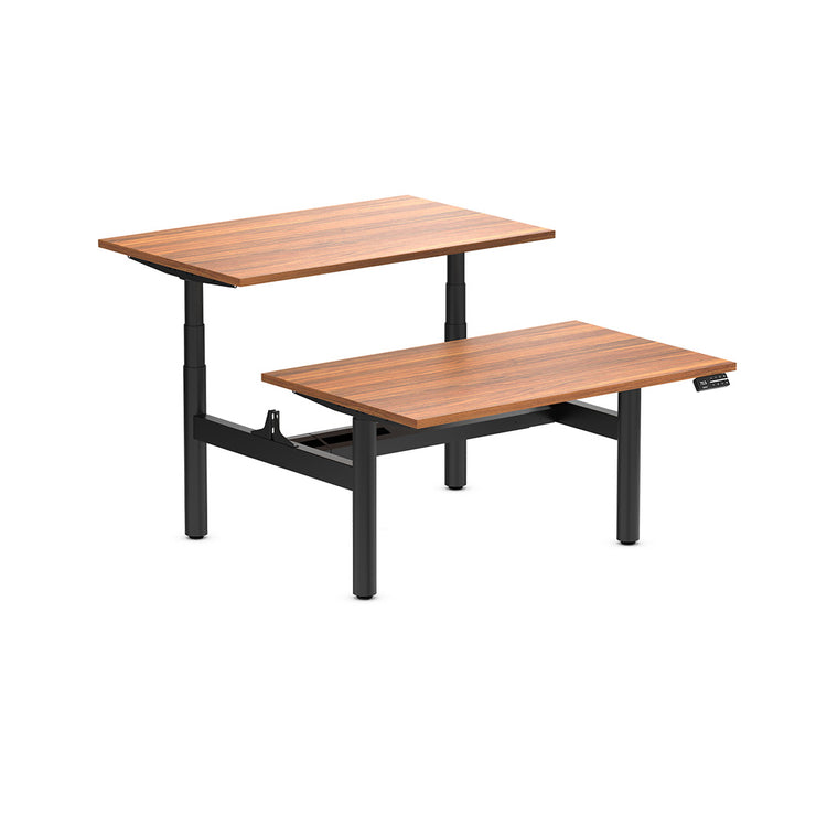 Desky Back to Back Round Leg Melamine Sit Stand Workstation