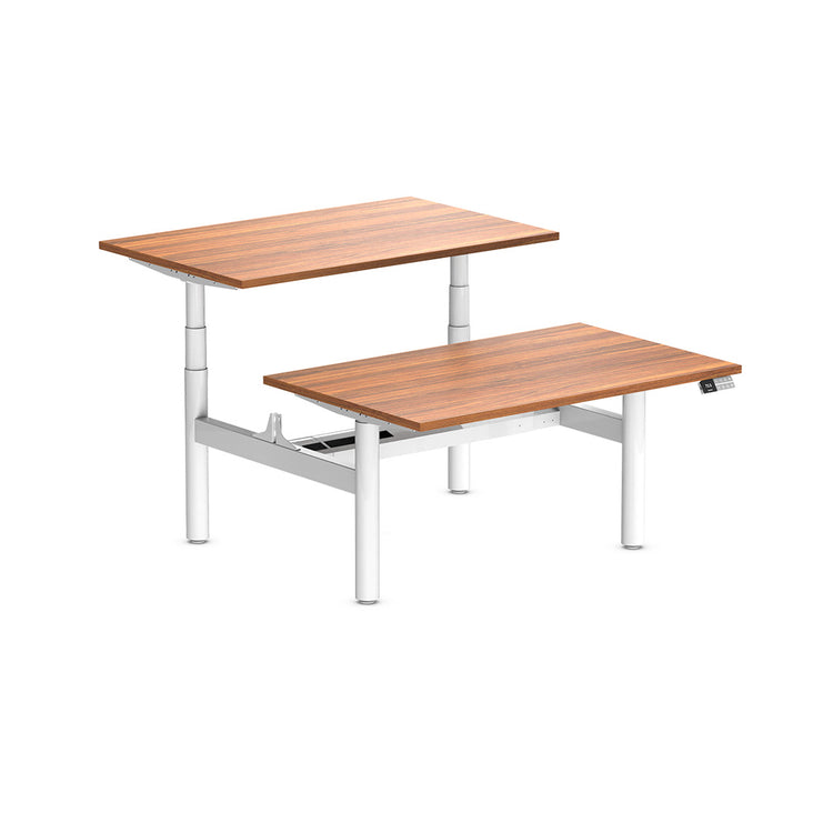 Desky Back to Back Round Leg Melamine Sit Stand Workstation