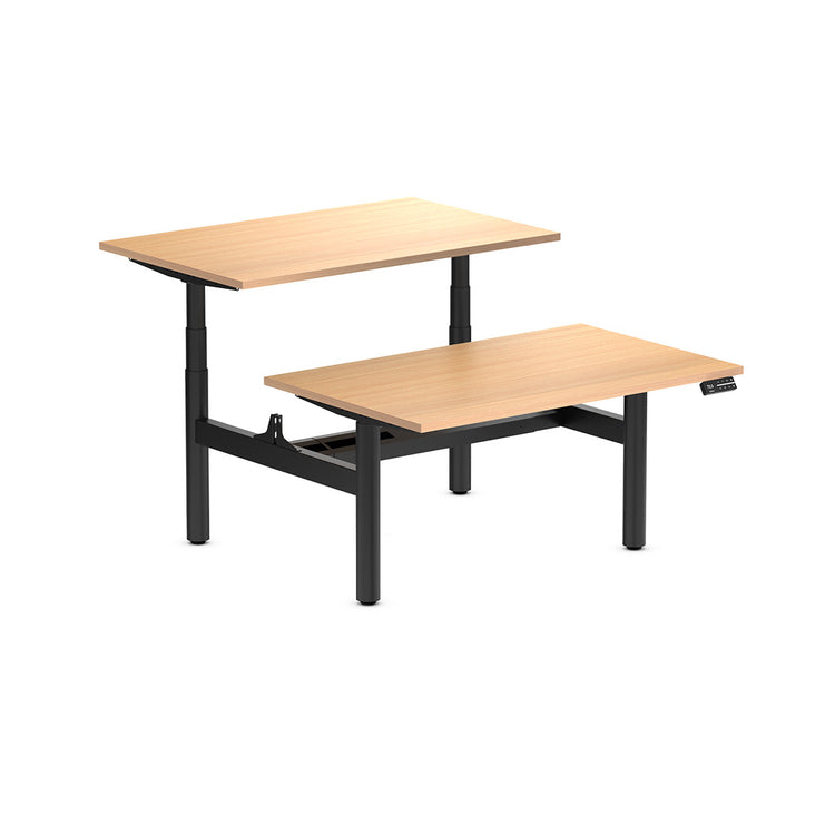 Desky Back to Back Round Leg Melamine Sit Stand Workstation