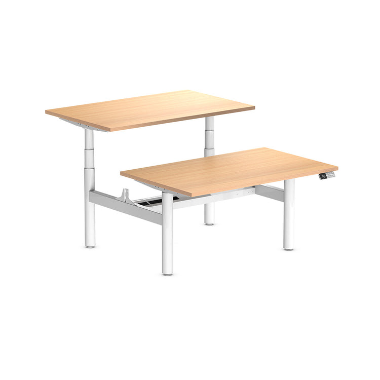 Desky Back to Back Round Leg Melamine Sit Stand Workstation