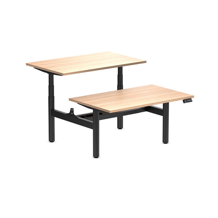 Desky Back to Back Round Leg Melamine Sit Stand Workstation