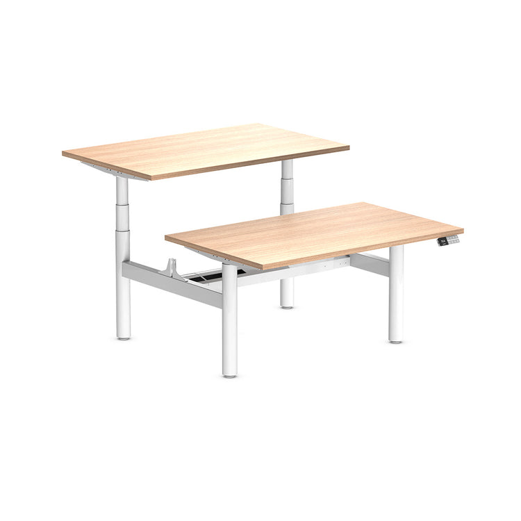 Desky Back to Back Round Leg Melamine Sit Stand Workstation