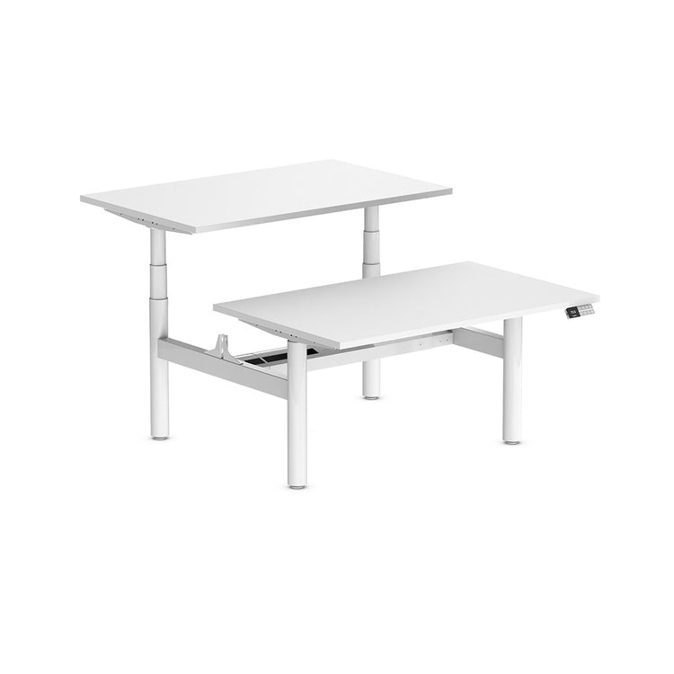 Desky Back to Back Round Leg Melamine Sit Stand Workstation