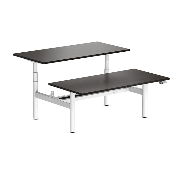 Desky Back to Back Round Leg Melamine Sit Stand Workstation