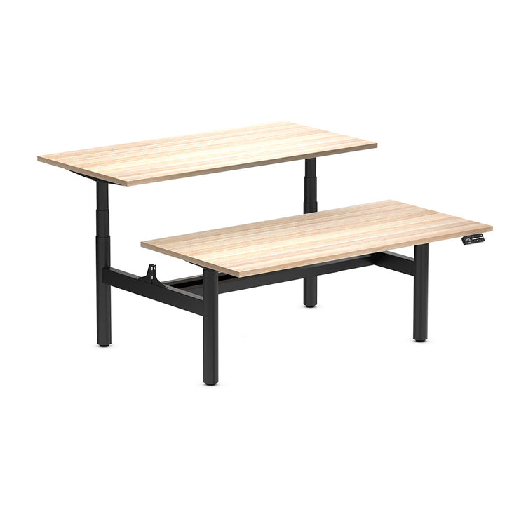 Desky Back to Back Round Leg Melamine Sit Stand Workstation