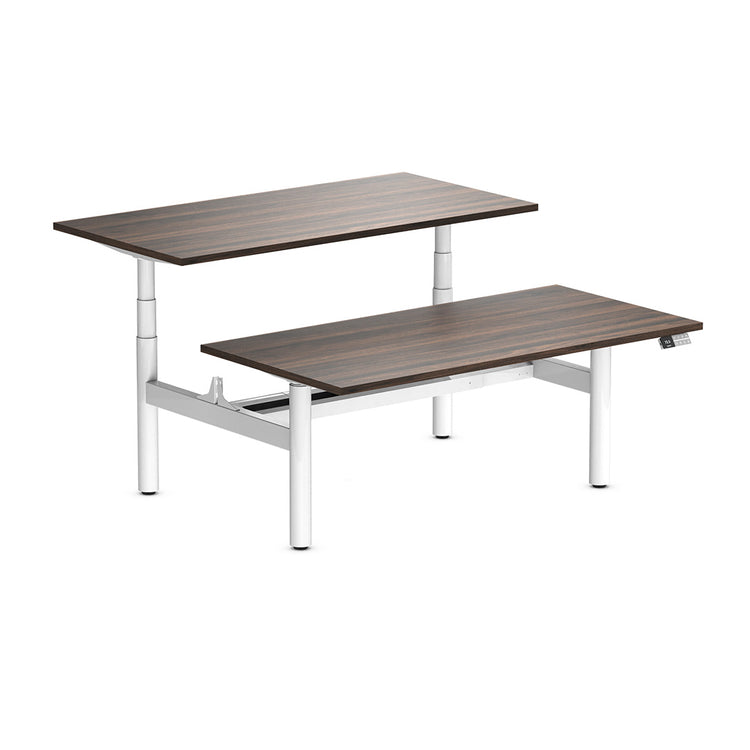 Desky Back to Back Round Leg Melamine Sit Stand Workstation