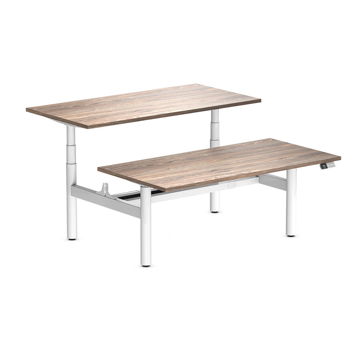 Desky Back to Back Round Leg Melamine Sit Stand Workstation