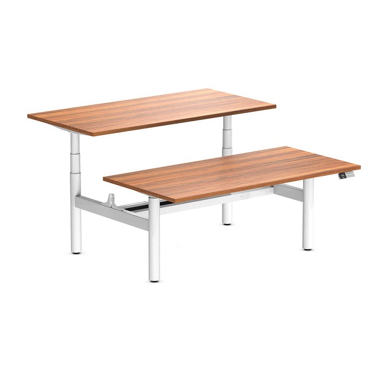 Desky Back to Back Round Leg Melamine Sit Stand Workstation