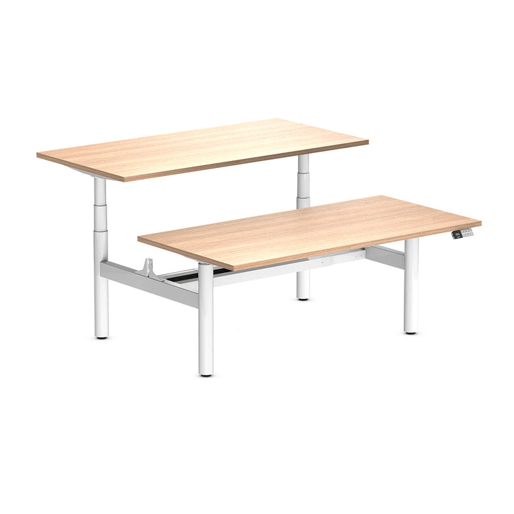 Desky Back to Back Round Leg Melamine Sit Stand Workstation