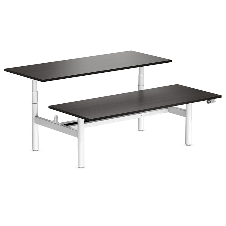 Desky Back to Back Round Leg Melamine Sit Stand Workstation