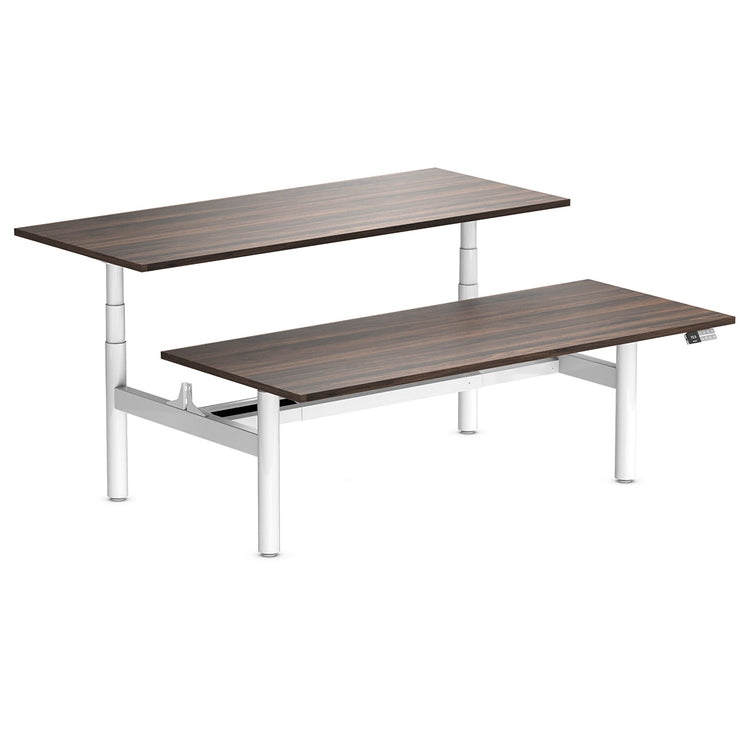 Desky Back to Back Round Leg Melamine Sit Stand Workstation