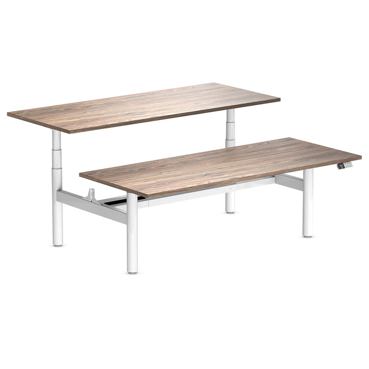 Desky Back to Back Round Leg Melamine Sit Stand Workstation