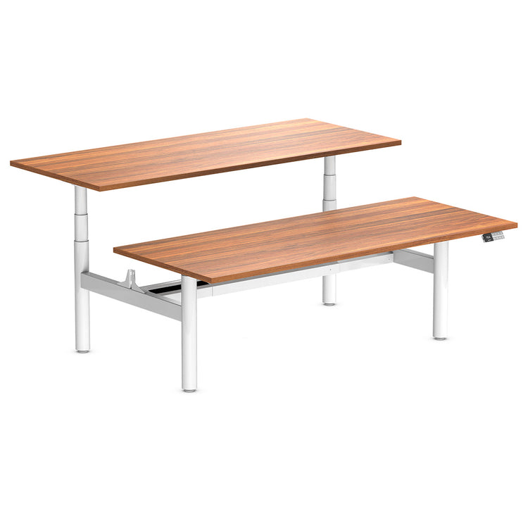 Desky Back to Back Round Leg Melamine Sit Stand Workstation