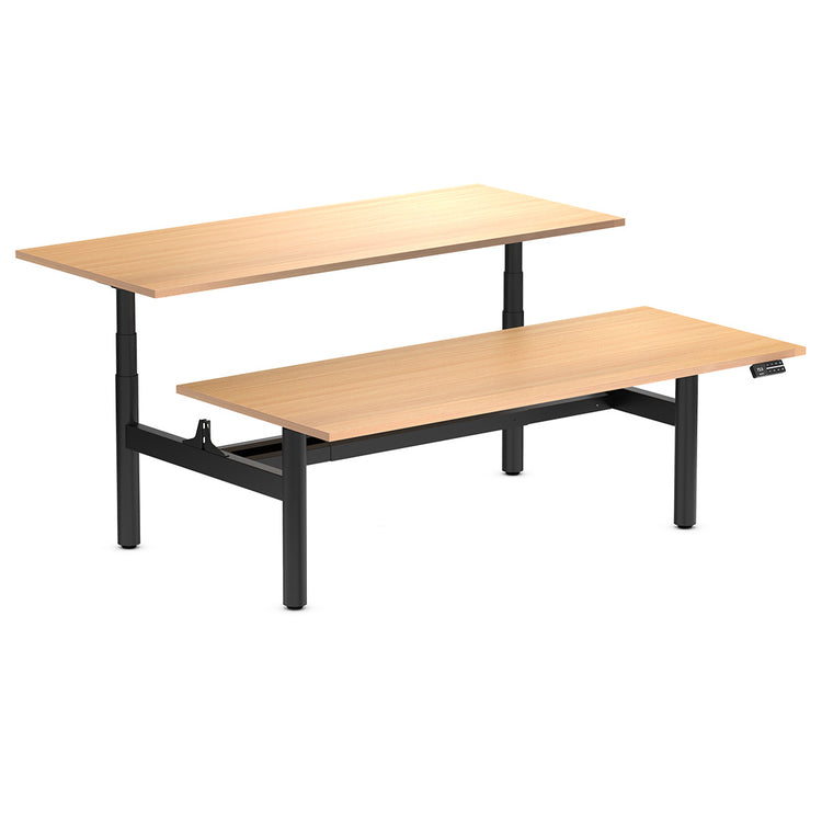 Desky Back to Back Round Leg Melamine Sit Stand Workstation