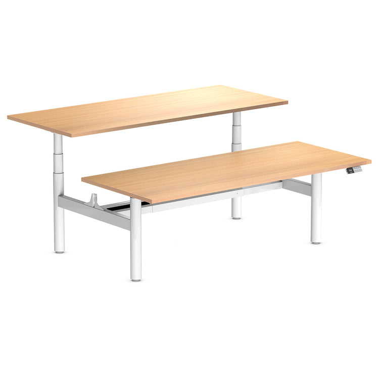 Desky Back to Back Round Leg Melamine Sit Stand Workstation