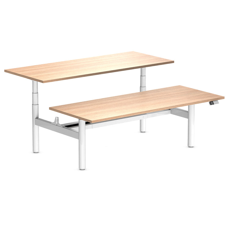 Desky Back to Back Round Leg Melamine Sit Stand Workstation