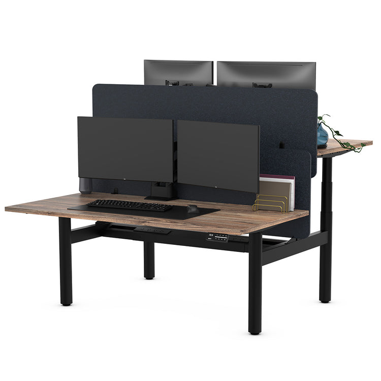 Desky Back to Back Round Leg Melamine Sit Stand Workstation