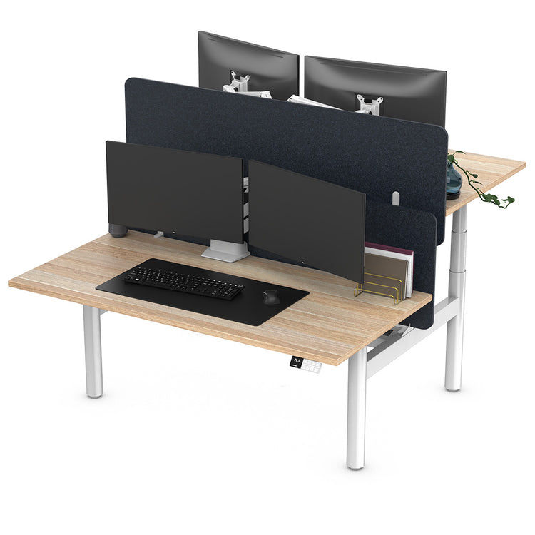 Desky Back to Back Round Leg Melamine Sit Stand Workstation