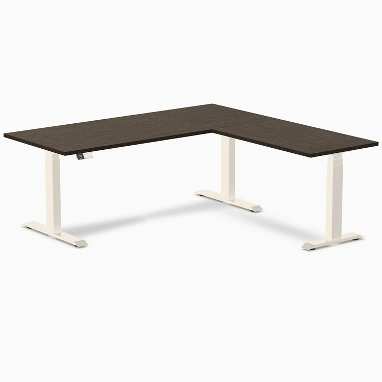 Desky Bamboo L-Shape Sit Stand Desk