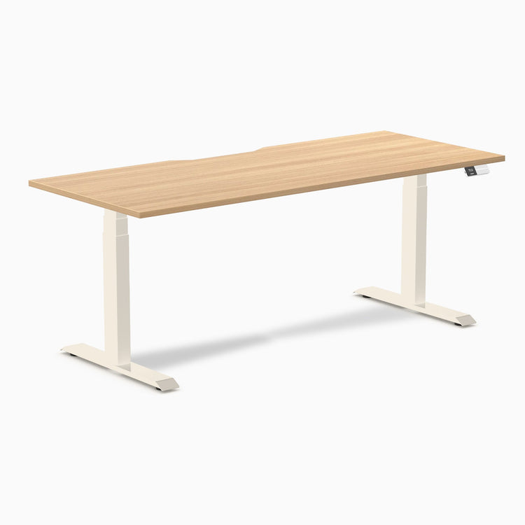 Desky Dual Scalloped Melamine Sit Stand Desk