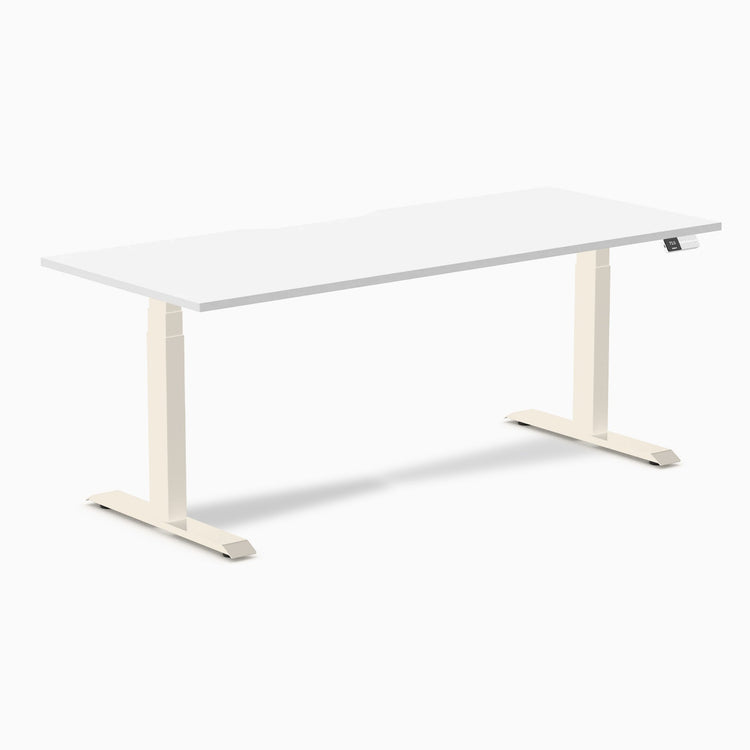 Desky Dual Scalloped Melamine Sit Stand Desk