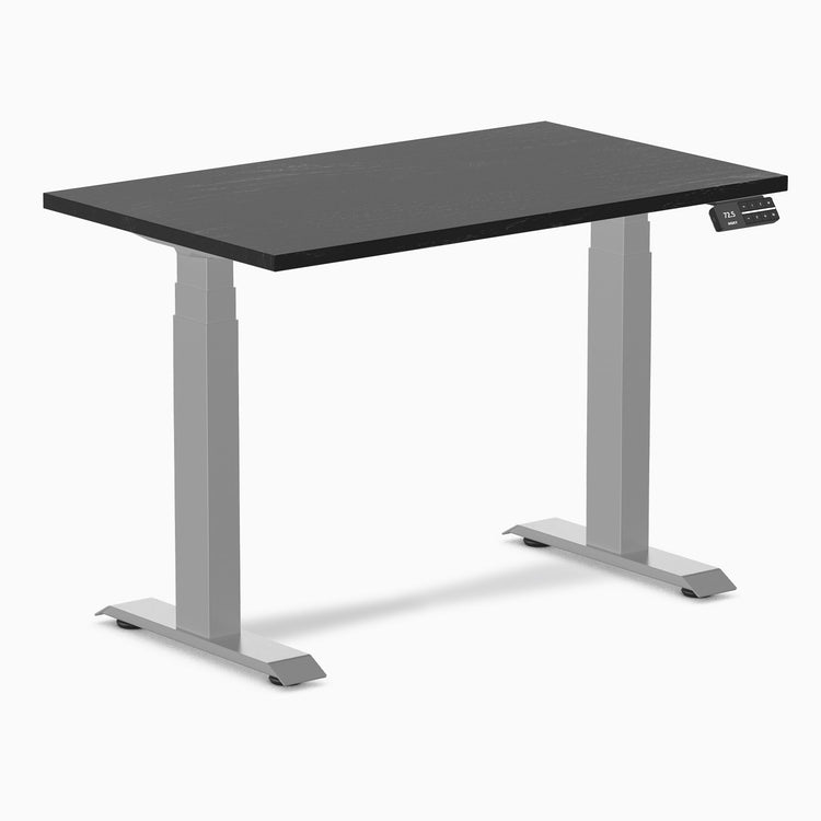 Desky Dual Mini Hardwood Sit Stand Desk-Dual Desks-Desky-Black Ash-1000x600mm-Grey-Desky® Australia