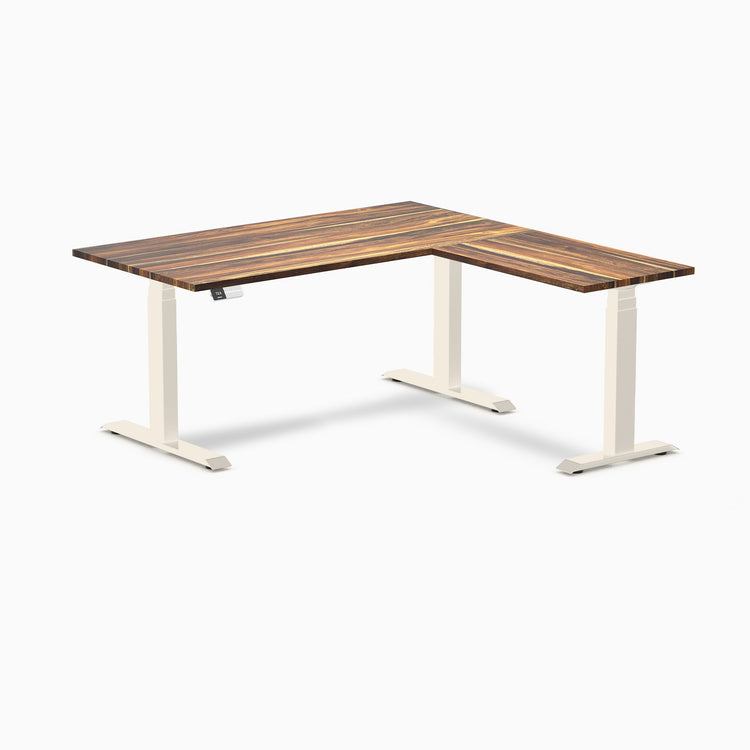 Desky Hardwood L-Shape Sit Stand Desk