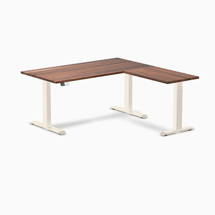 Desky Hardwood L-Shape Sit Stand Desk
