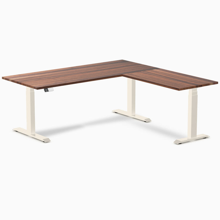 Desky Hardwood L-Shape Sit Stand Desk