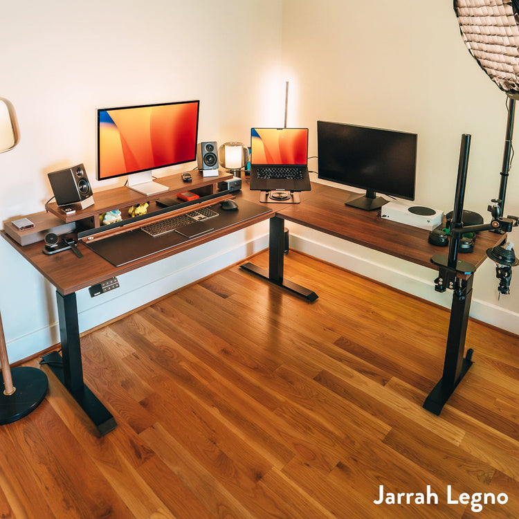 Desky Eco L-Shape Melamine Sit Stand Desk