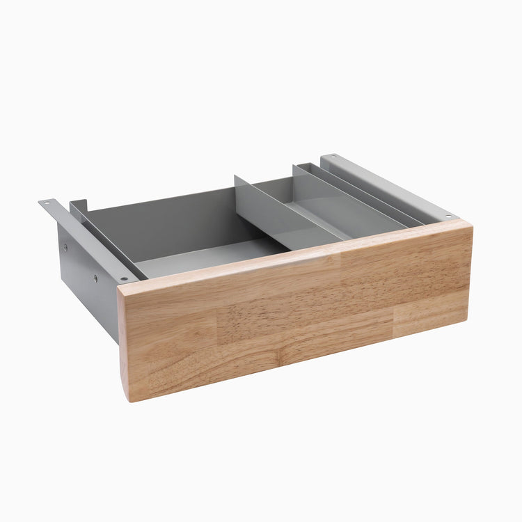 Desky Minimal Under Desk Drawer - Natural Walnut Rubberwood Grey Frame