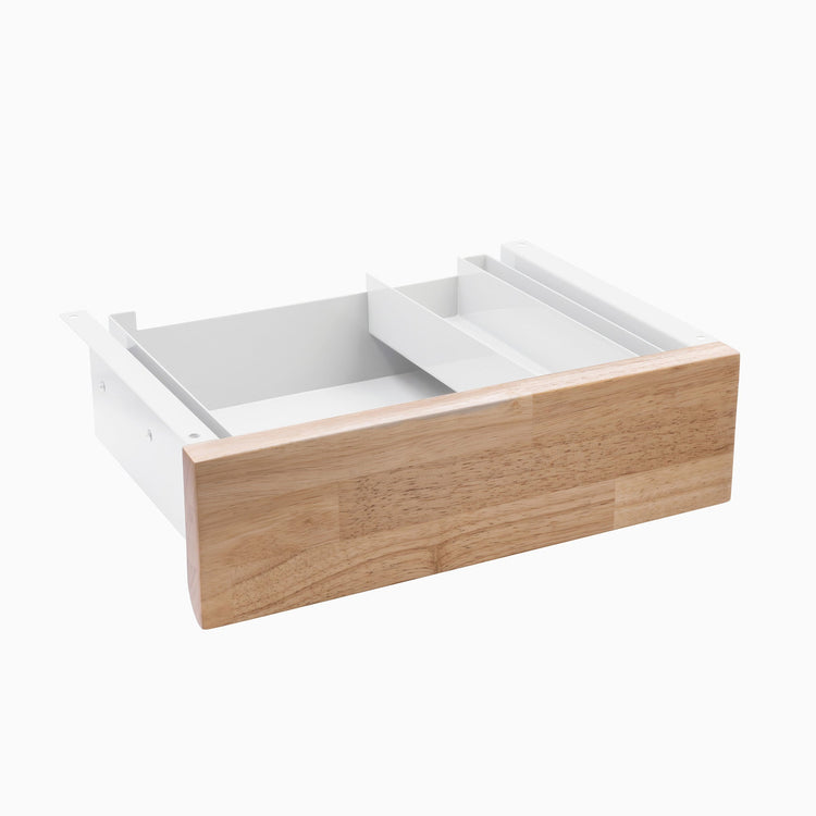 Desky Minimal Under Desk Drawer - Natural Walnut Rubberwood White Frame