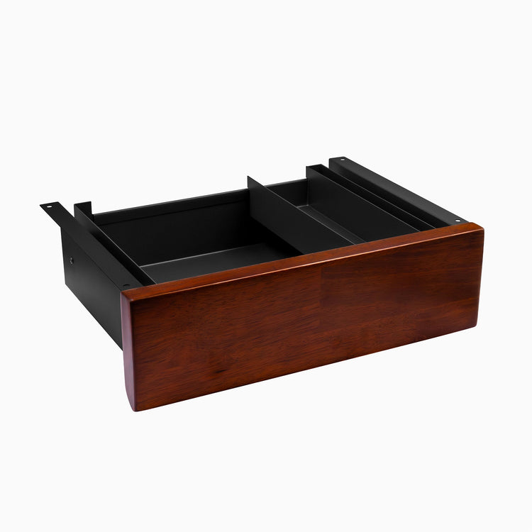 Desky Minimal Under Desk Drawer - Red Walnut Rubberwood Black Frame