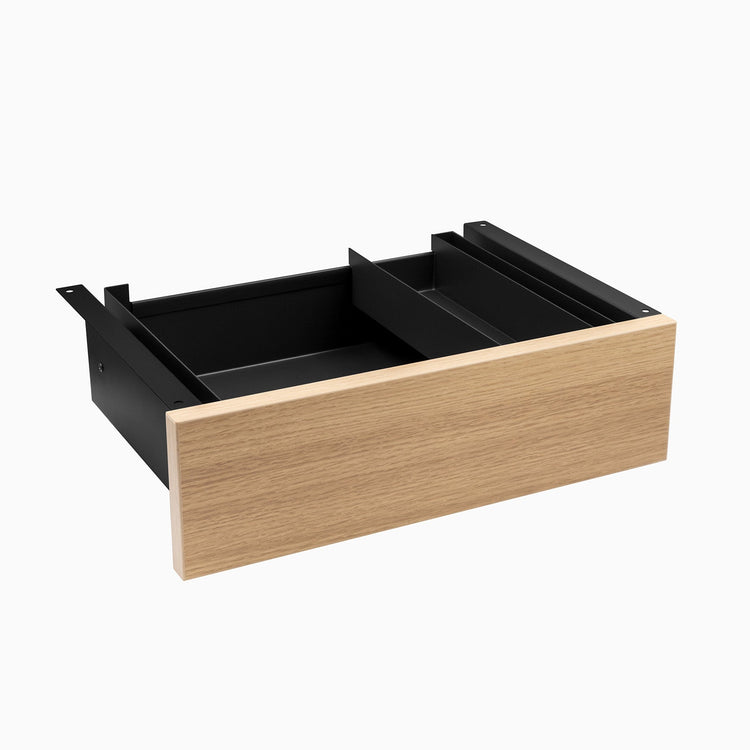 Desky Minimal Under Desk Drawer - Sublime Teak Melamine Black Frame