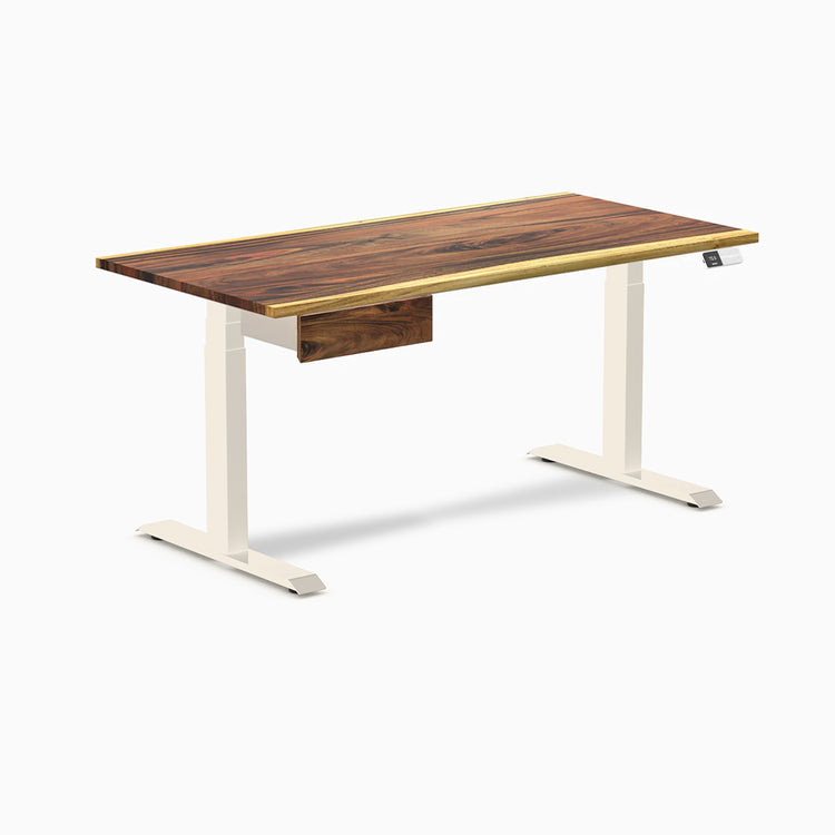 Desky Dual Hardwood Standing Desk With Drawer