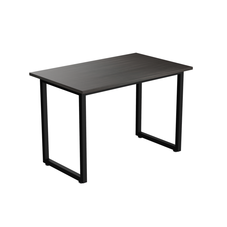 Desky Fixed Office Side Table Burnished Wood Matte Black - Desky